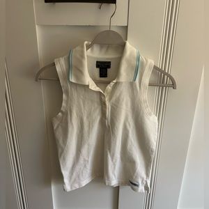 Abercrombie & Fitch white cotton collared tank